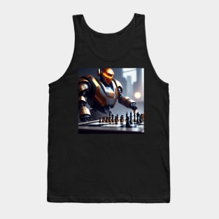 Golden humanoid robot playing chess Tank Top